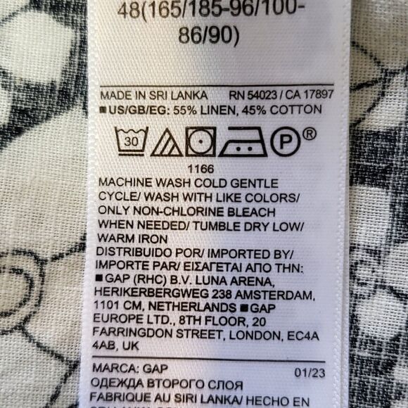 Gap Women's Black & White Flowered Linen Blend Blouse - Picture 11 of 11